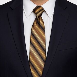 John Ashford 100% Silk Brown and Tan Striped Tie